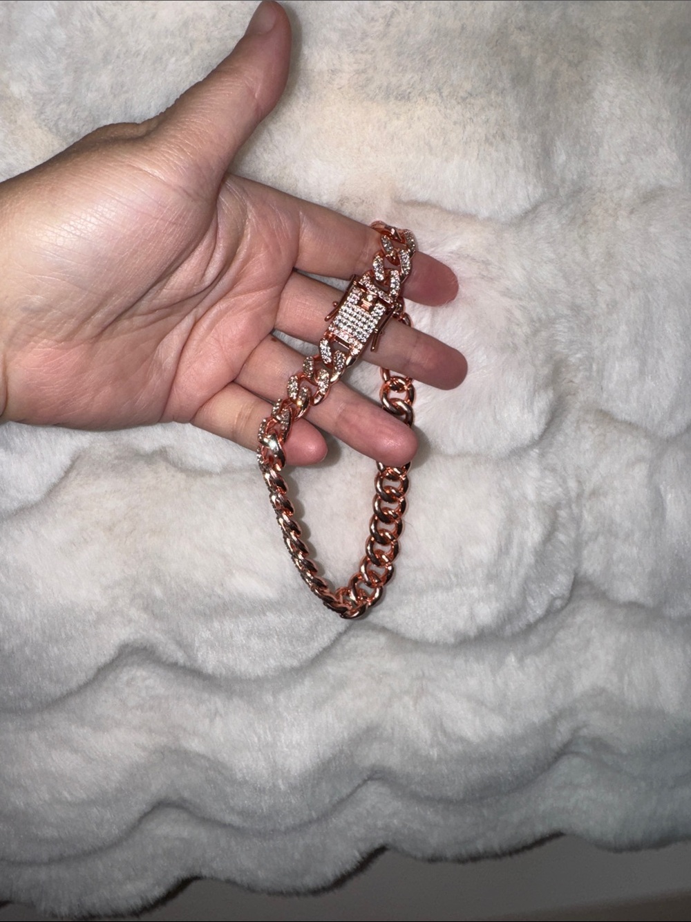 Rose Gold Cuban Link Dog Collar with Pavé Charm